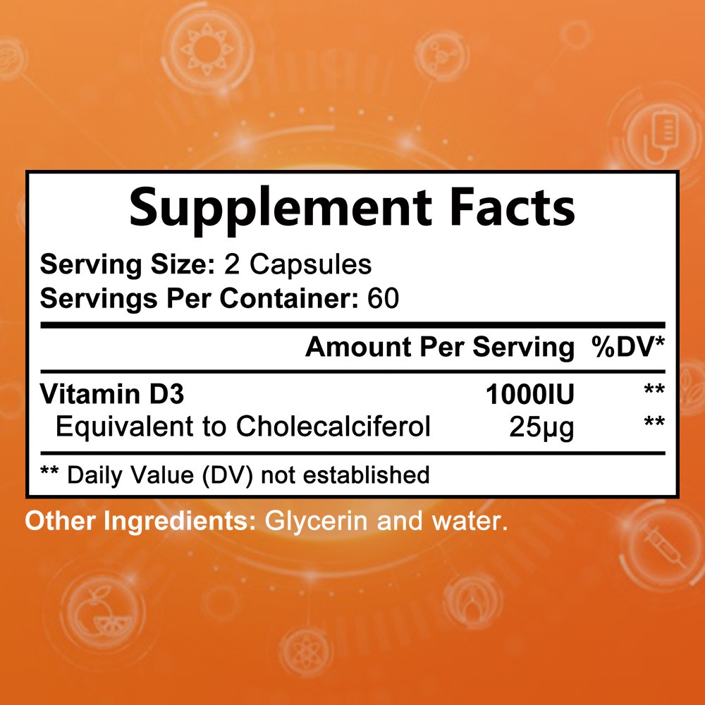Vitamin D3 1000IU – Supports Calcium Absorption, Strong Bones & Healthy Immunity