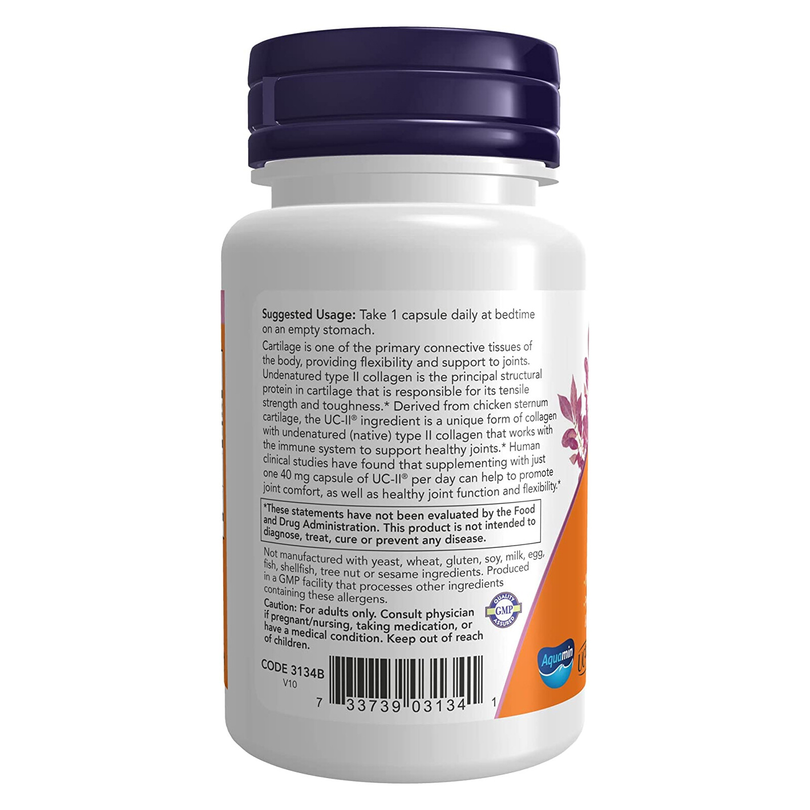 3 x NOW UC II Type II Collagen with Undenatured Type II Collagen 60 Veg Caps