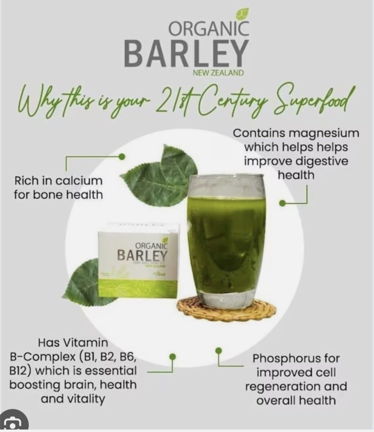 JC pure organic barley power juice with stevia from New Zealand