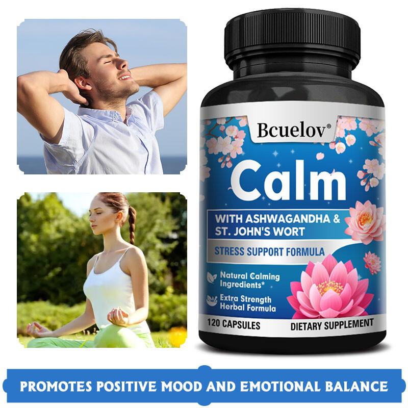 Herbal Calming Stress Supplement Boost Relaxation & Positive Mood 120 Capsules