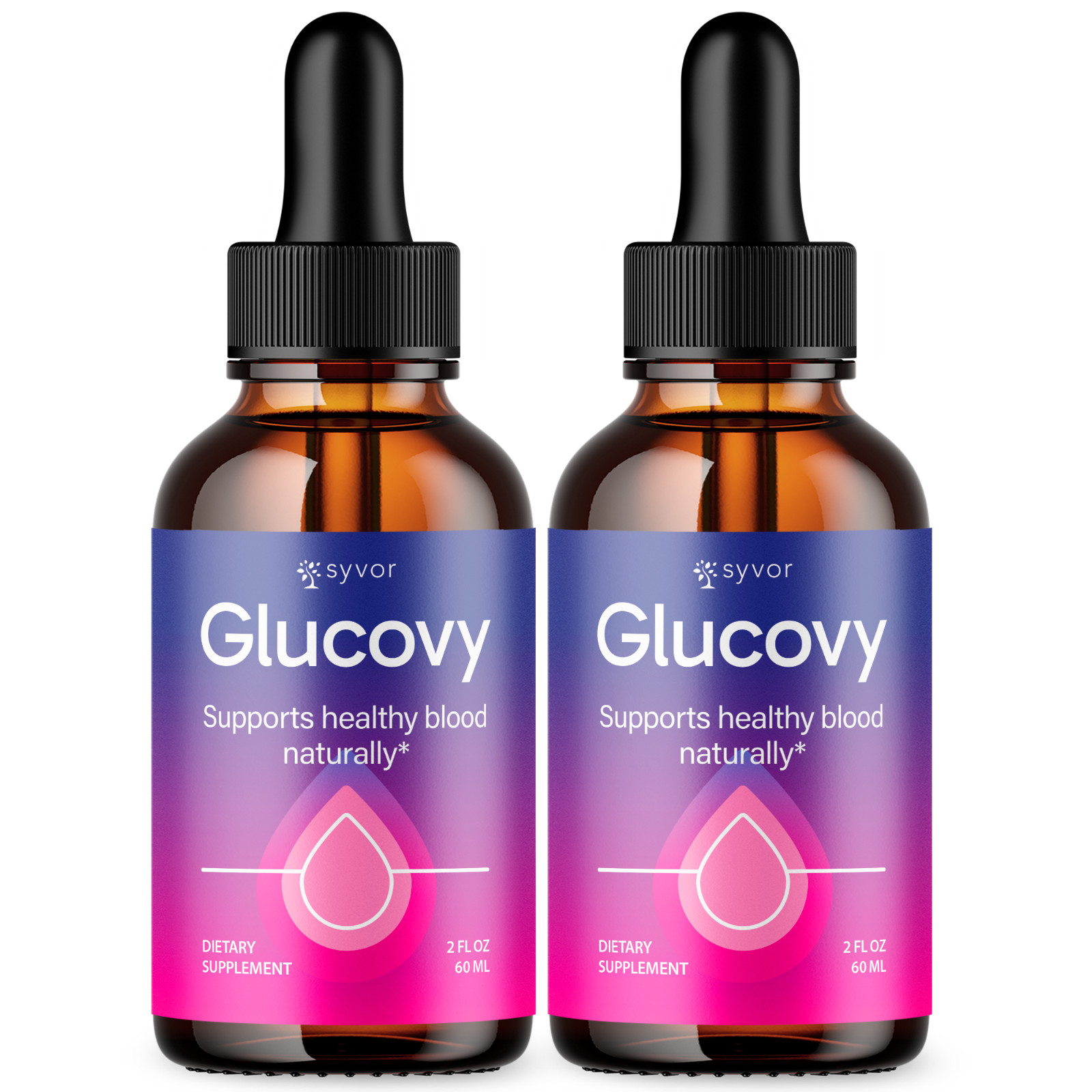 (2 Pack) Glucovy Blood Support Drops Advanced Vitamin Supplement 60 Servings