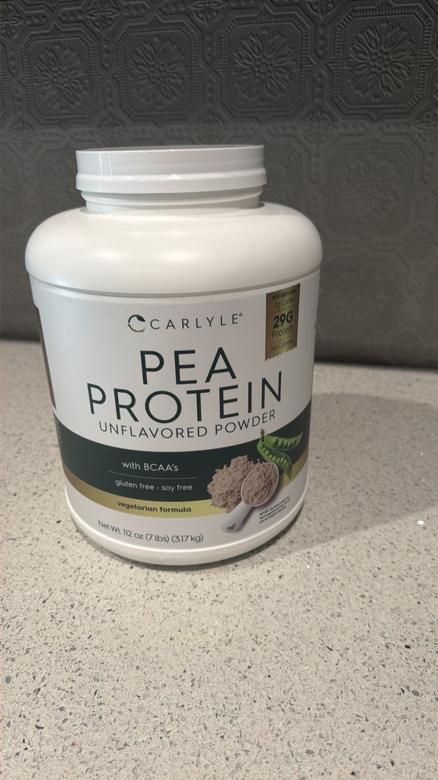 Pea Protein Powder 7lb | Unflavored | 29G Protein | with BCAAs | by Carlyle