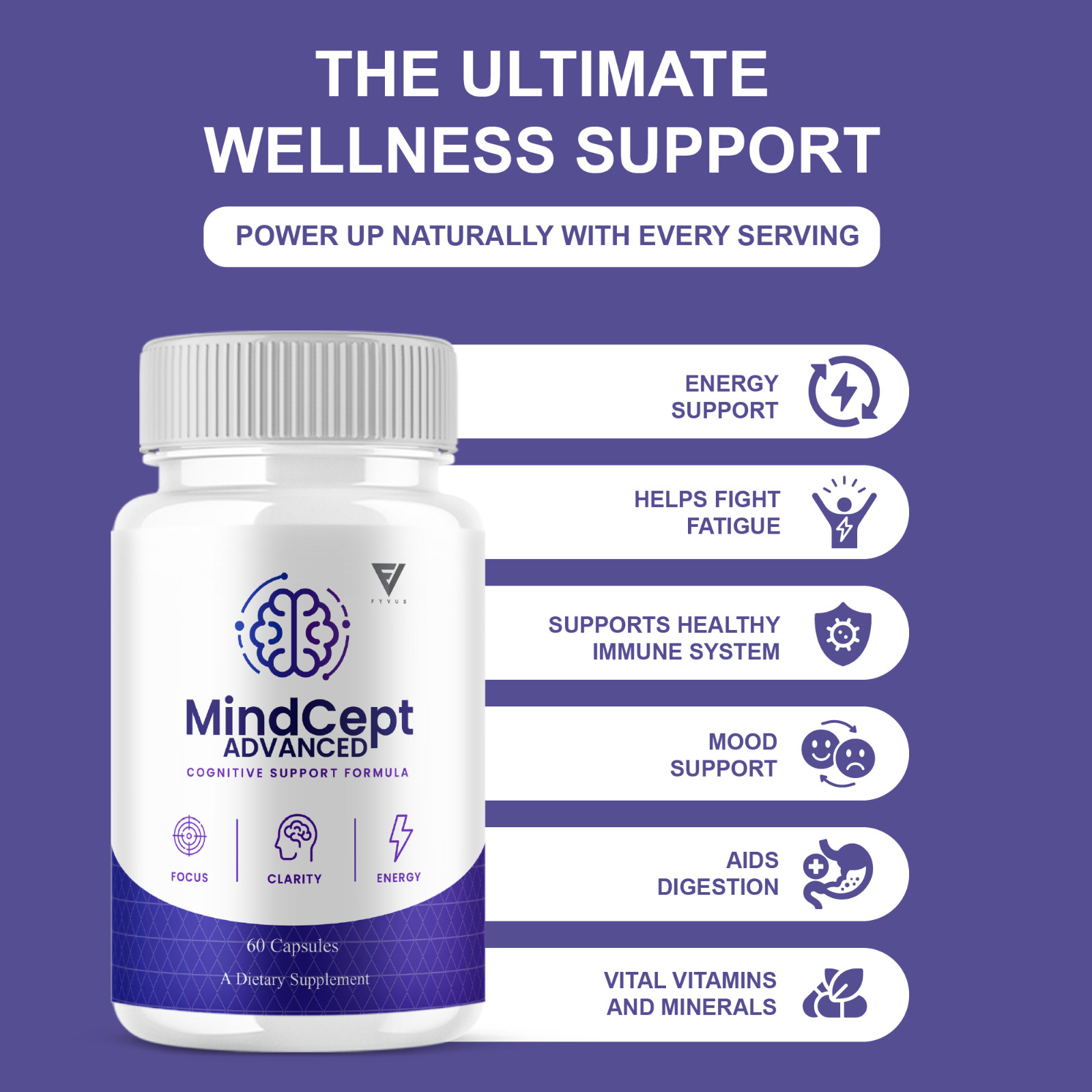 Mindcept Advanced Brain Formula, MindCept Supplement (60 Capsules)