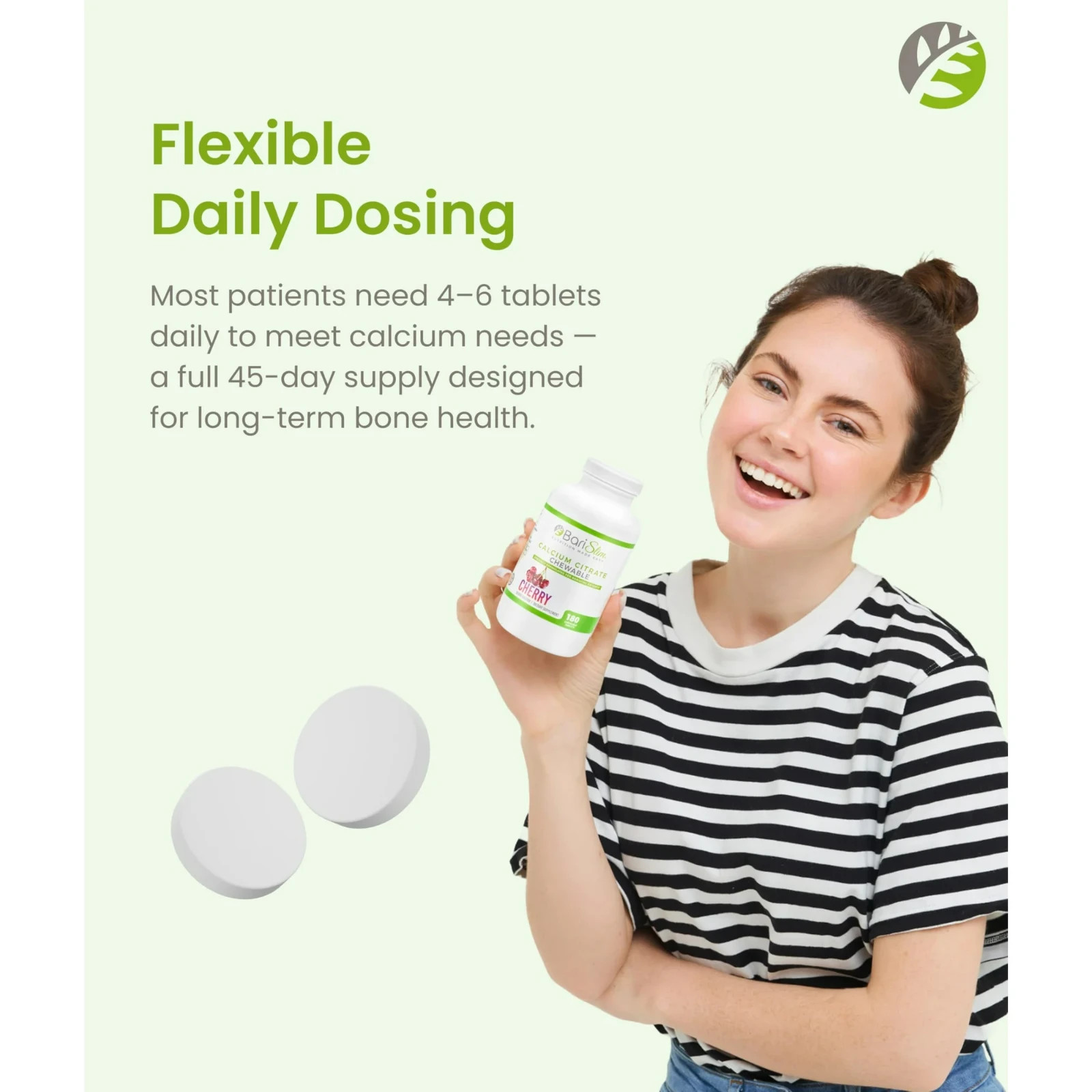BariSlim Calcium Citrate Chewable Tablet Dietary Supplement, Cherry – 180ct