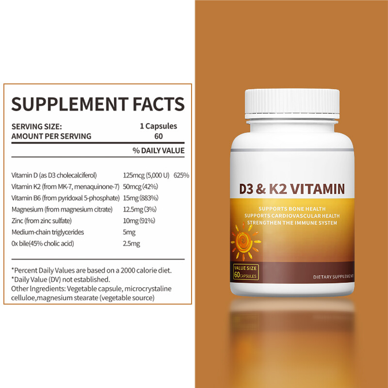 D3 K2 Vitamin 5000iu Capsules – Strong Bones,Heart,Cardiovascular,Muscle Health