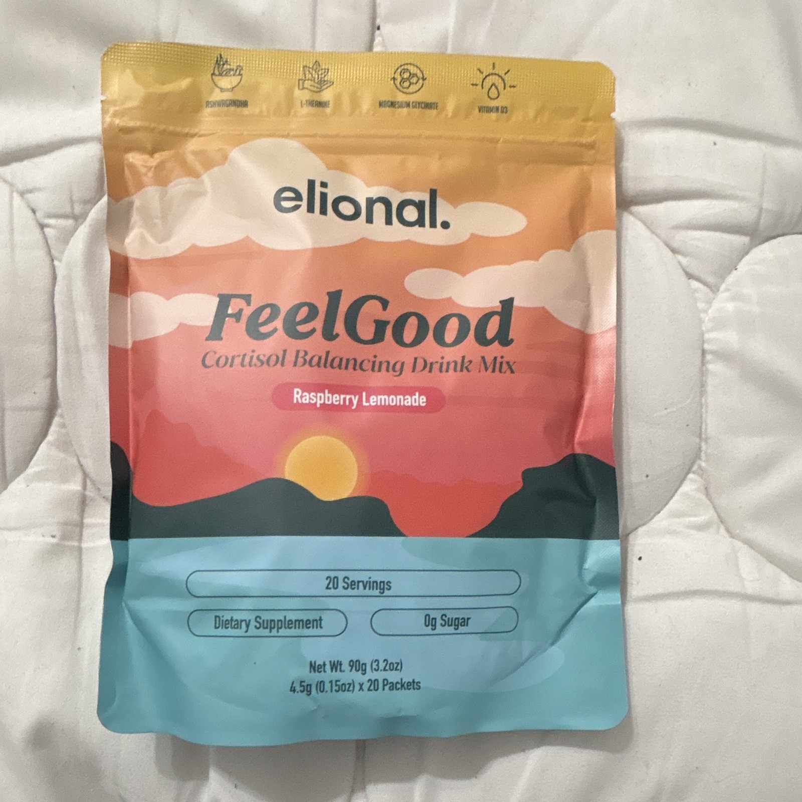 elional FeelGood Cortisol Balancing Powder Raspberry Lemonade 0g Sugar 20 Serv