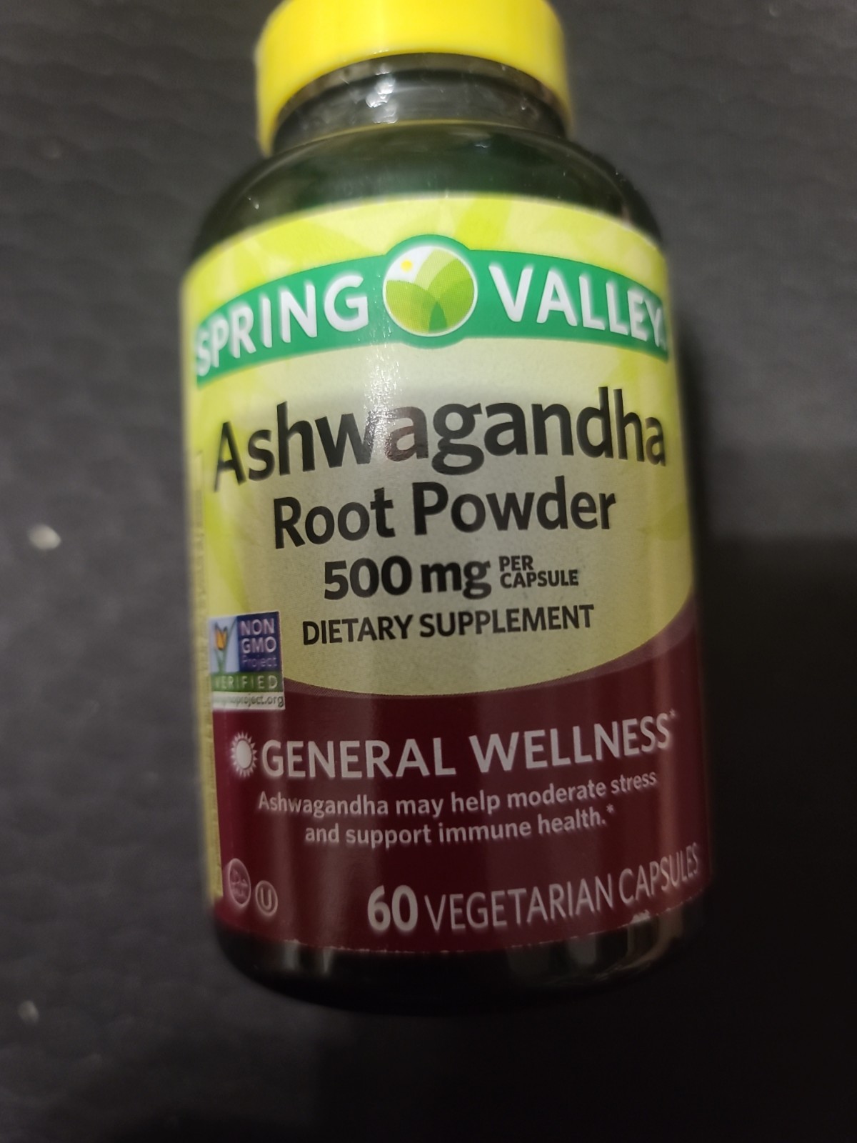 Spring Valley Ashwagandha Root Powder 500 mg Vegetarian Capsules – 60 ct