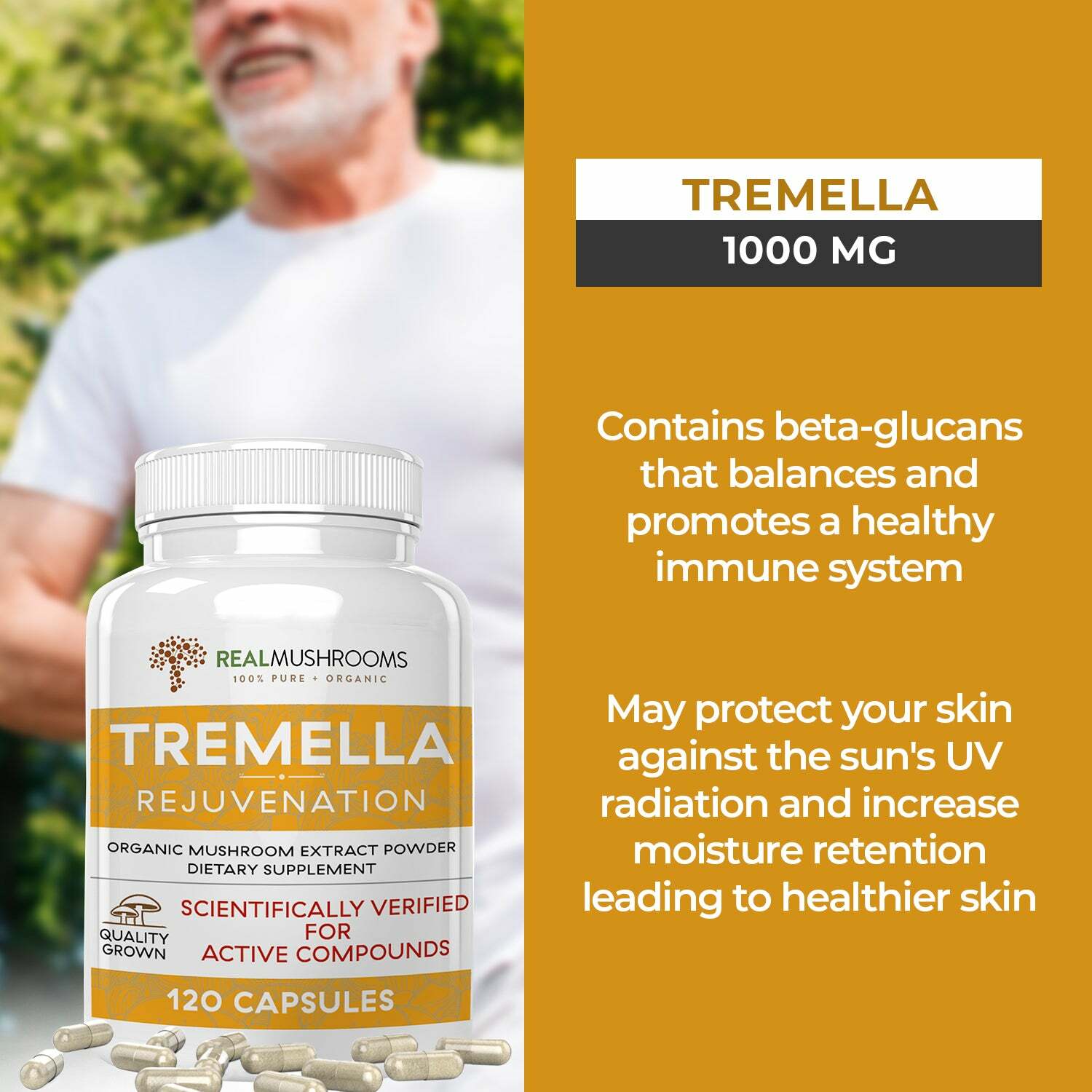 Real Mushrooms Organic Tremella Extract Rejuvenation Pure Vegan 300 caps NEW
