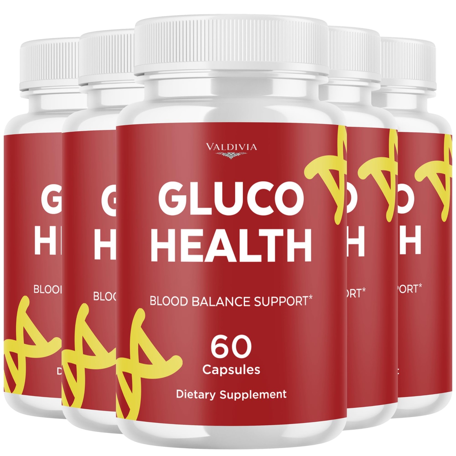 Valdivia (5 Pack) GlucoHealth Capsules 300 Capsules 5 Pack Blood Made in USA