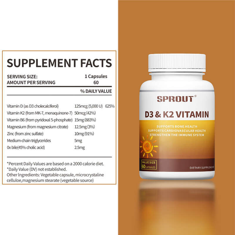 Vitamin K2 (MK7) w/ D3 Bone & Heart Health Non GMO & Gluten Free Easy to Swallow