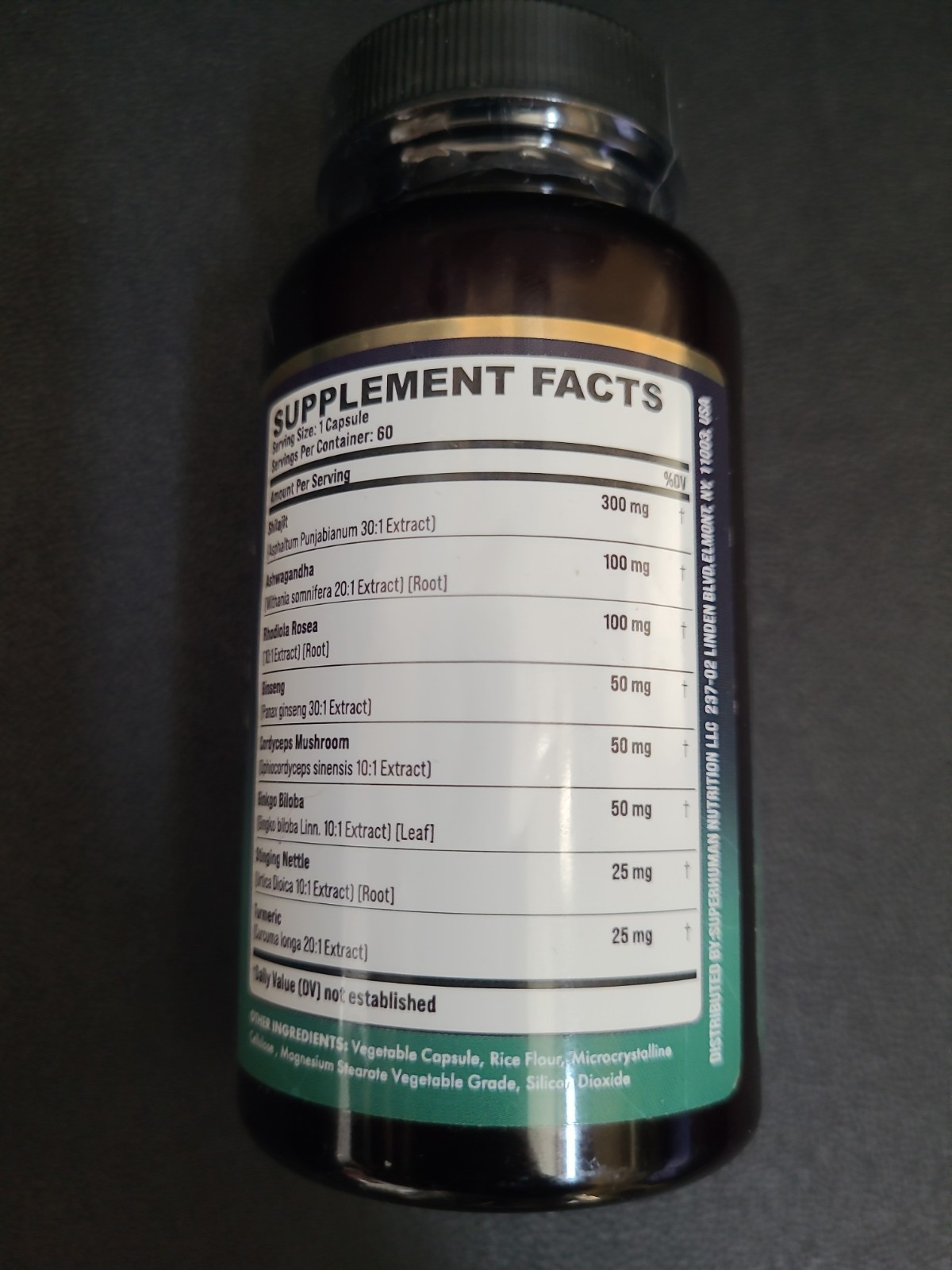 Adaptogen Blend With Rhodiola Ginseng Ashwagandha Mushroom 60 Caps 09/2027