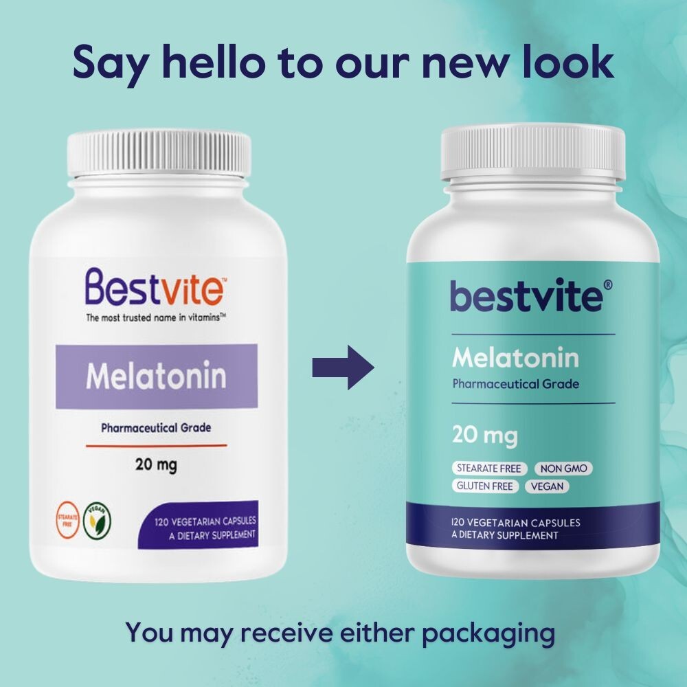 Melatonin 20mg (120 Vegetarian Capsules) – No Stearates – Vegan