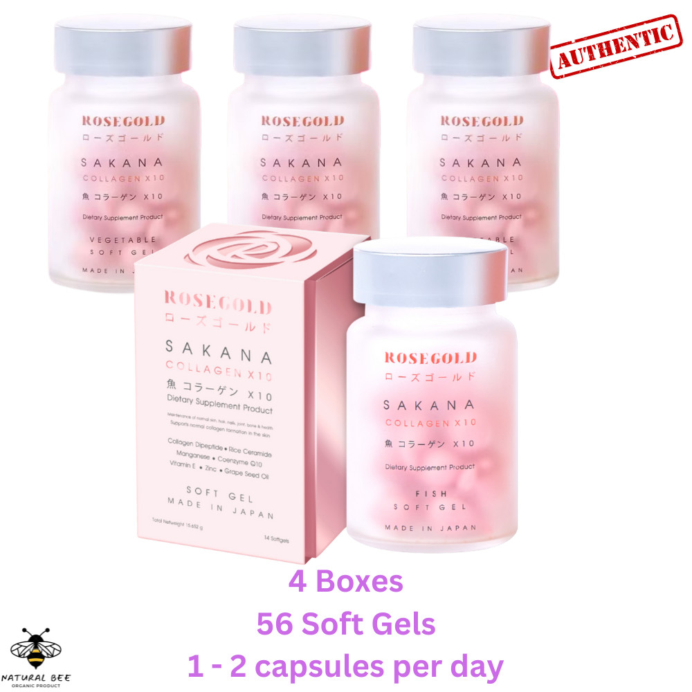 Rosegold Sakana Collagen X 10 Dipeptide Anti-Aging Moisture Brightening Skin x 4