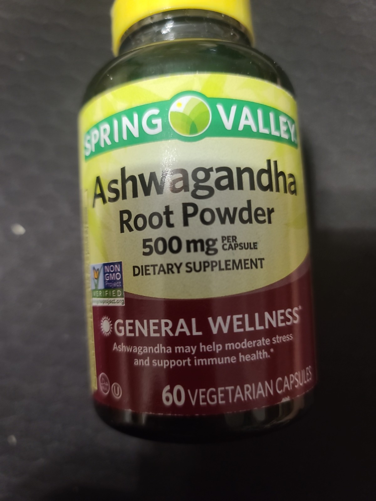 Spring Valley Ashwagandha Root Powder 500 mg Vegetarian Capsules – 60 ct