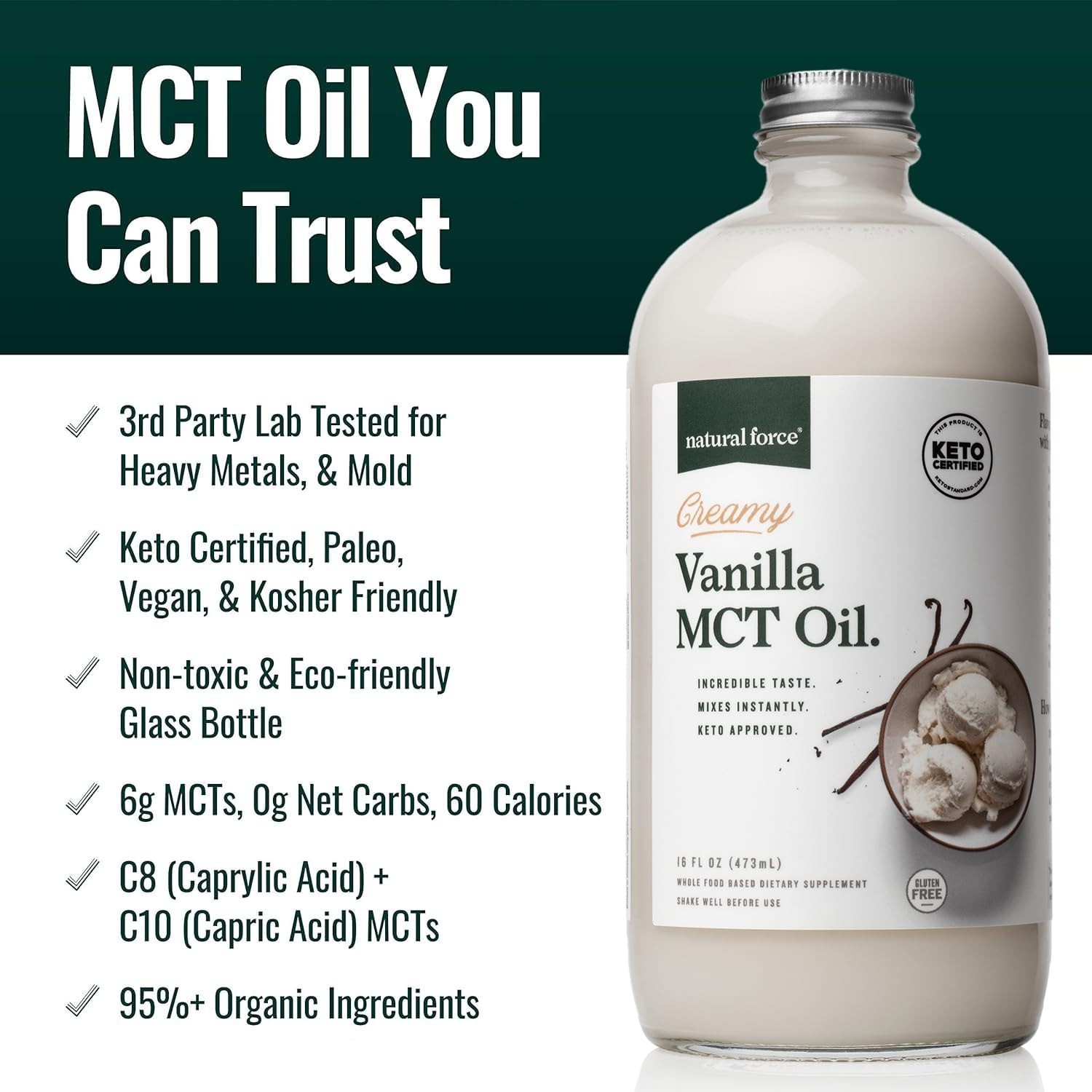 Natural Force Creamy Vanilla & Caramel MCT Oil Bundle – 32 oz