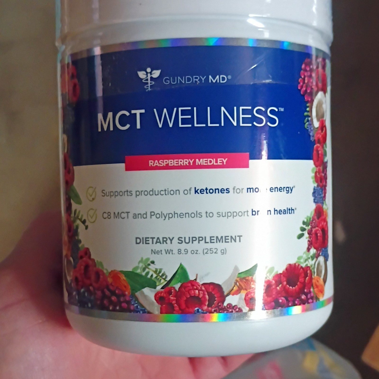 Gundry MD MCT Powder Raspberry Medley Energy & Brain Health 8.9 oz