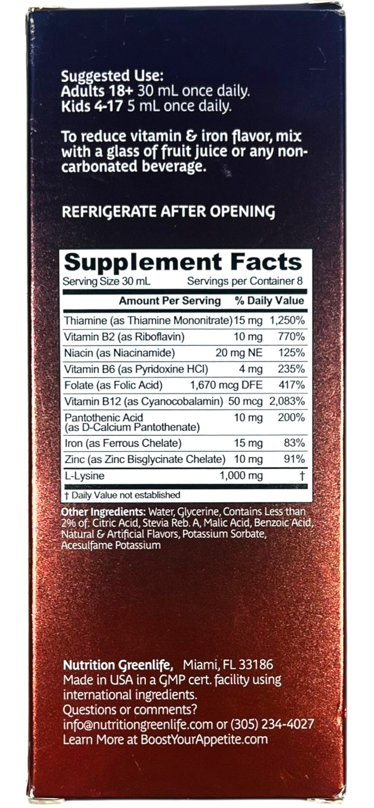 Nutrition Greenlife – Appetite Booster Dietary Supplement 8 fl oz – EX 03/28