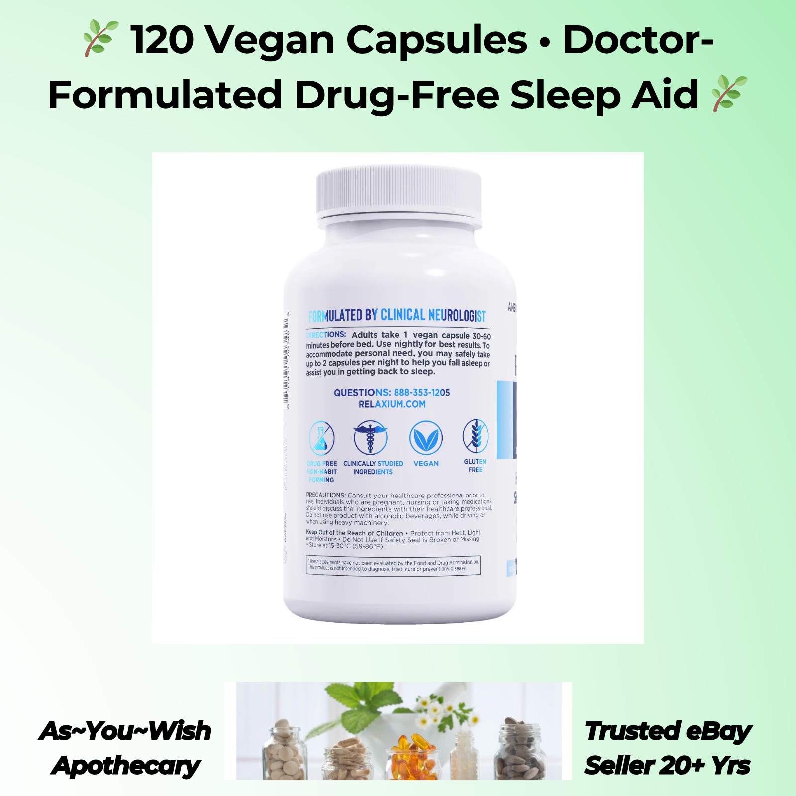 Relaxium Sleep Support 120 Vegan Capsules Melatonin GABA Ashwagandha Magnesium
