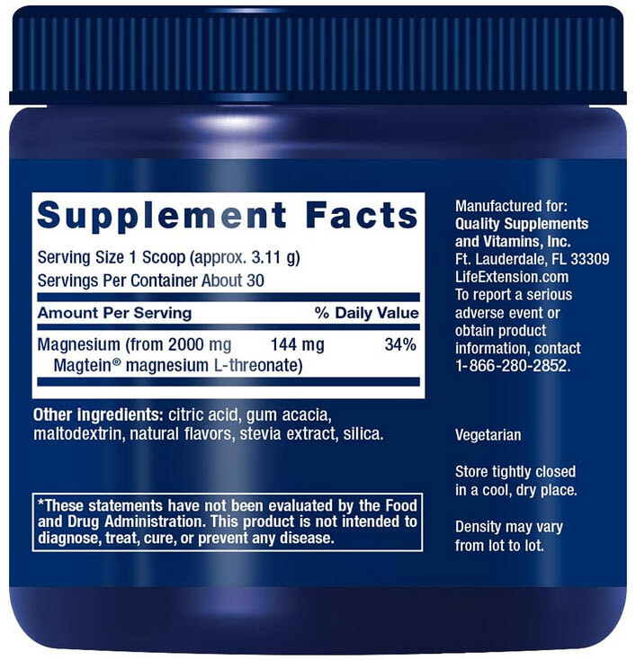NEURO-MAG Magnesium L-Threonate TROPICAL PUNCH POWDER 4 BOTTLES LIFE EXTENSION