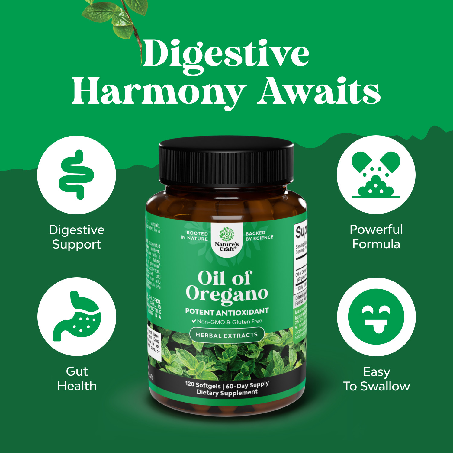 Vegan Wild Oregano Oil Softgels – Super Concentrated for Gut Heart Detox 120ct