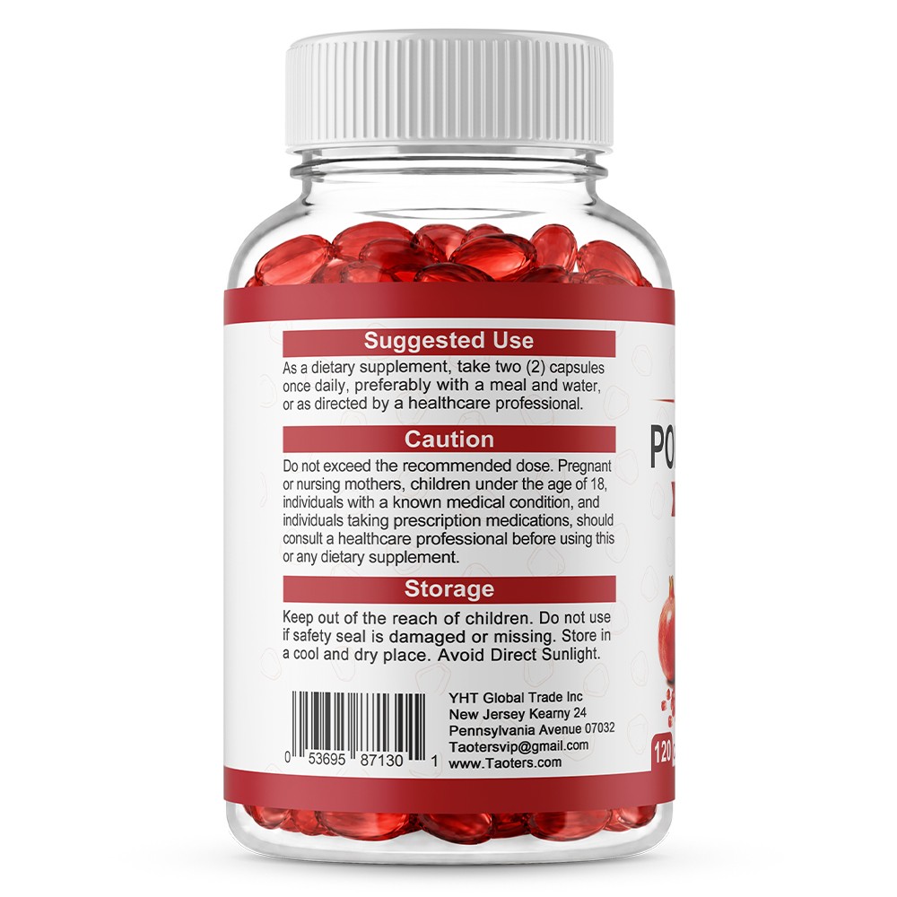Organic Dietary Supplement, With Pomegranate Fruit Extract 700mg, 30-120 Softgel