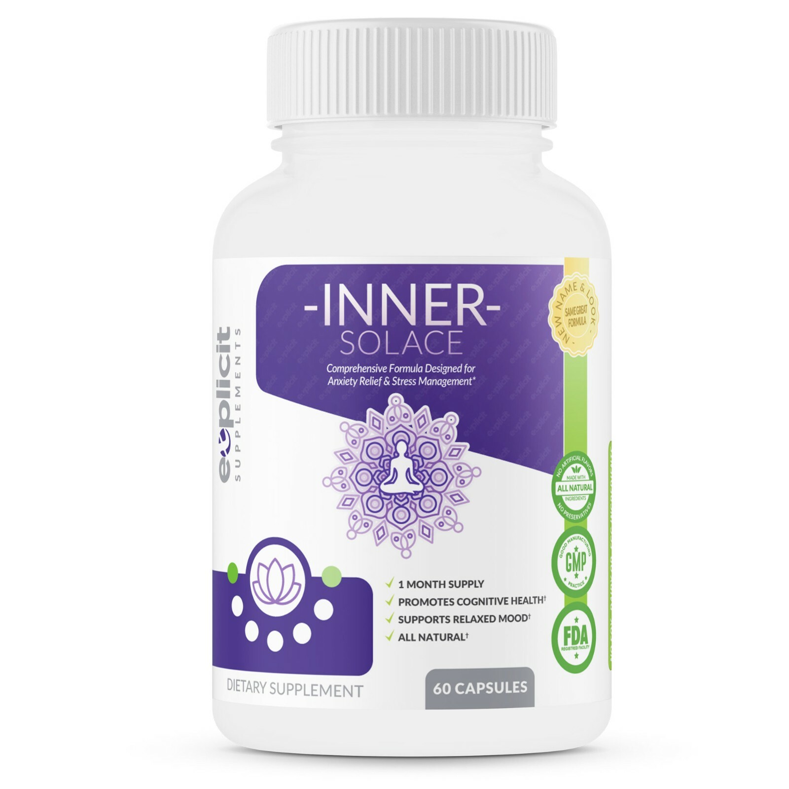 Inner Solace – Comprehensive Formula for Anxiety Relief & Stress Management, 1mo