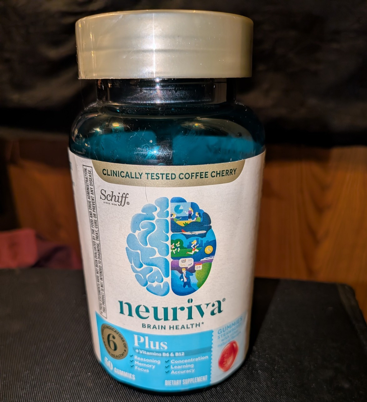 Schiff Neuriva Brain Health Plus Coffee Cherry Gummies 50ct Decaf Gluten-Free