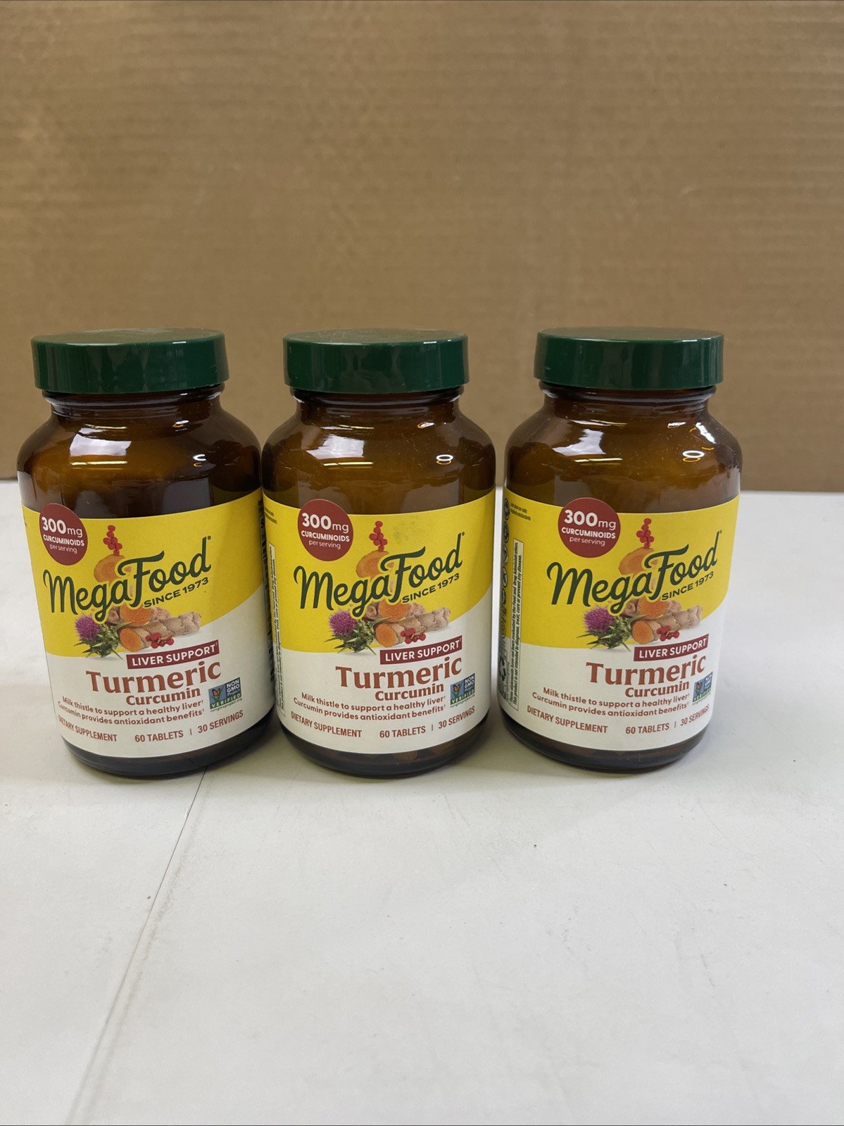 3X MegaFood Turmeric Curcumin Tablets 300mg BioPerine Black Pepper 60ct
