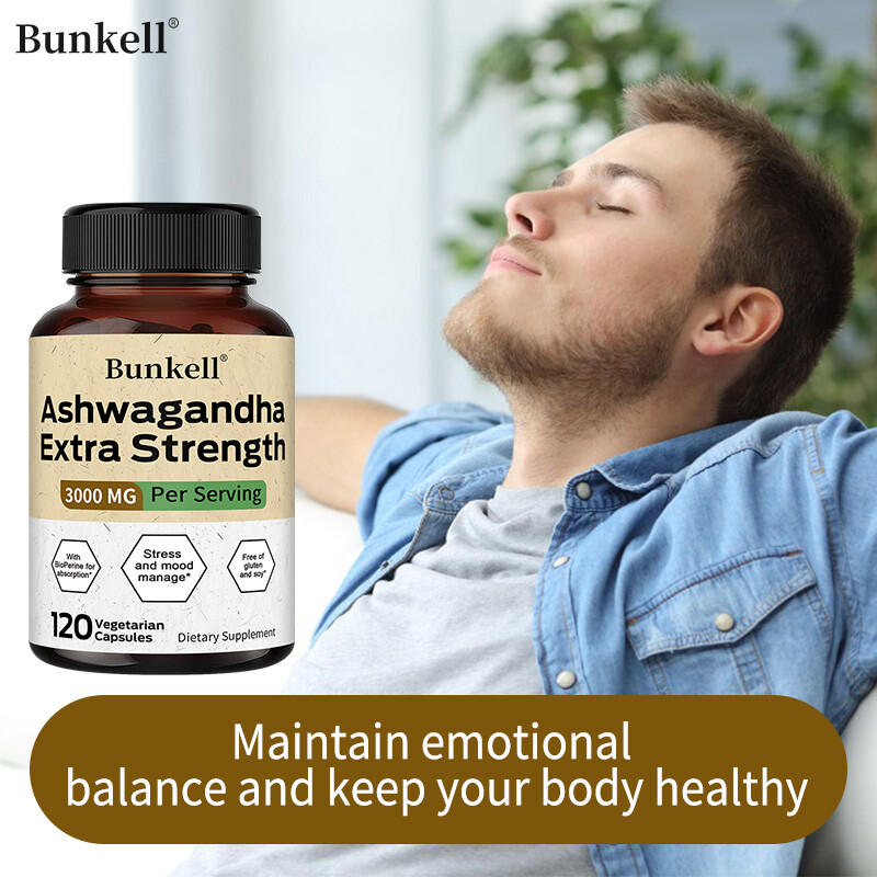 Organic Ashwagandha Capsules 3000mg Supplement w/ Black Pepper Root Powder