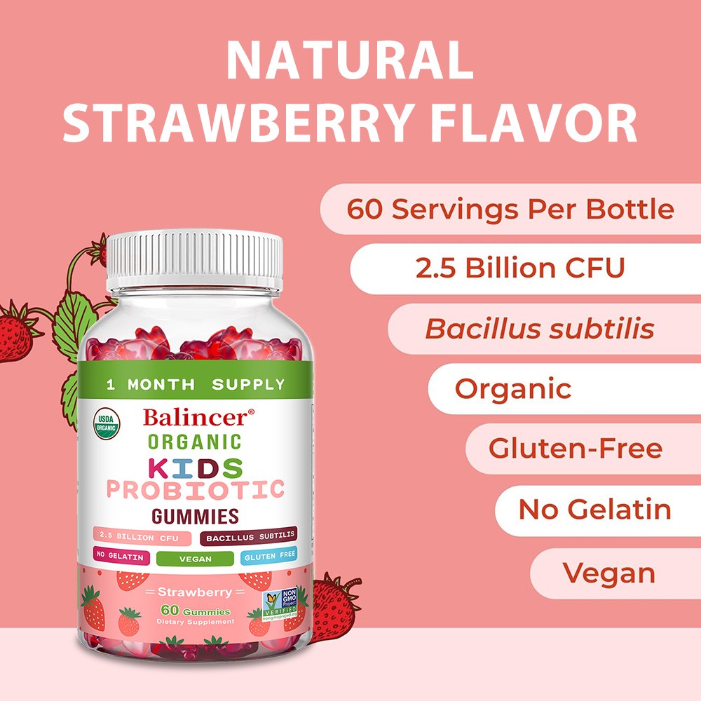 Children Probiotic Gummies for Gut&Immune Health,Kid-Friendly Vegan 60 Count