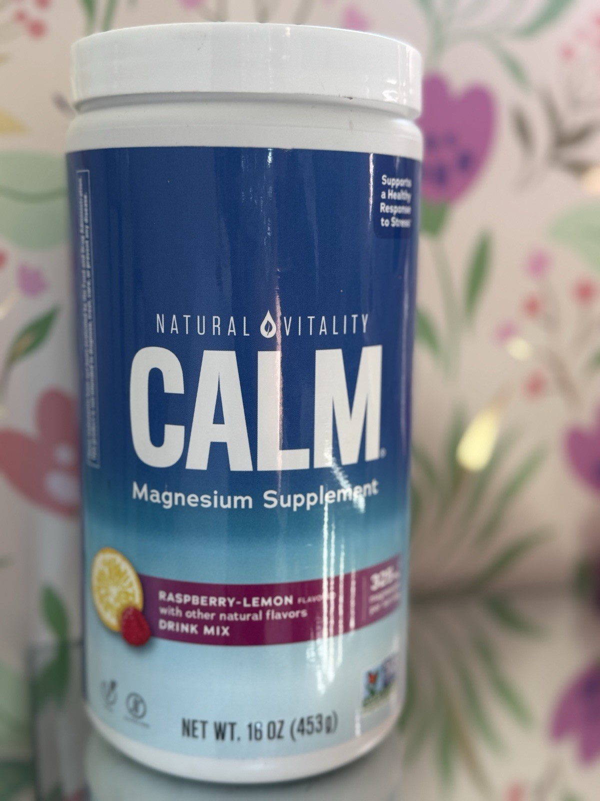 Natural Vitality Magnesium Supplement Drink Mix Raspberry-Lemon 16 oz