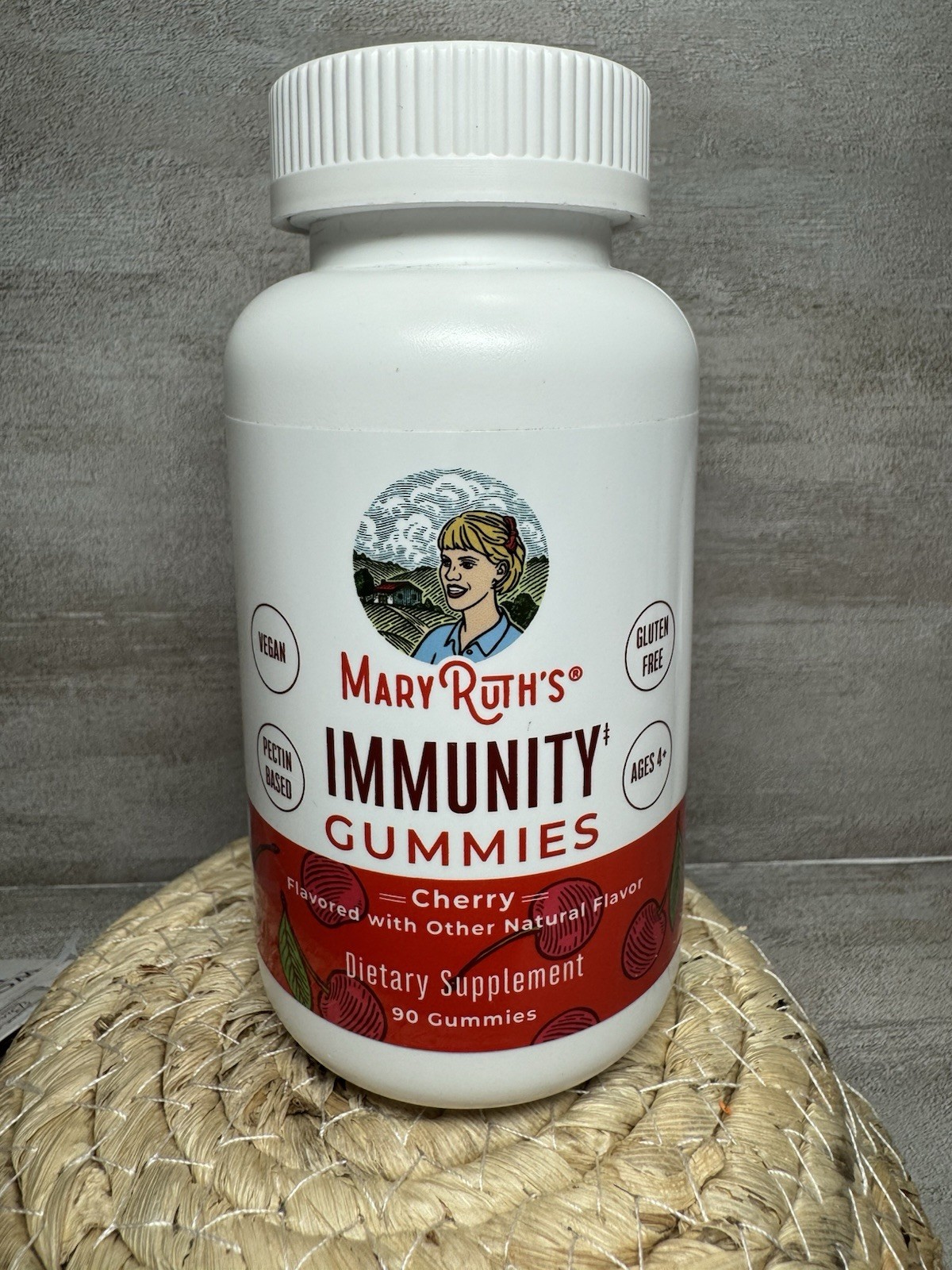 MaryRuth’s Immunity Gummies Cherry Vegan Supplement 90 Gummies Exp 06/2026