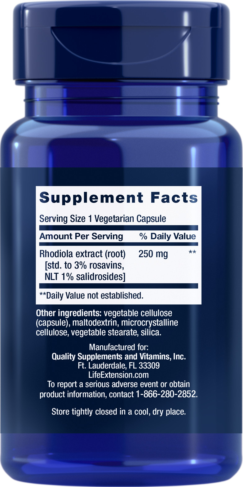 Life Extension RHODIOLA EXTRACT 250 MG 60 Veg Caps ( 2 pack )