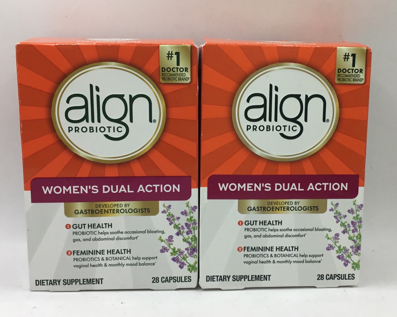 2 Align Women’s Dual Action Probiotic & Botanical 28×2=56 Ct Exp 10/25