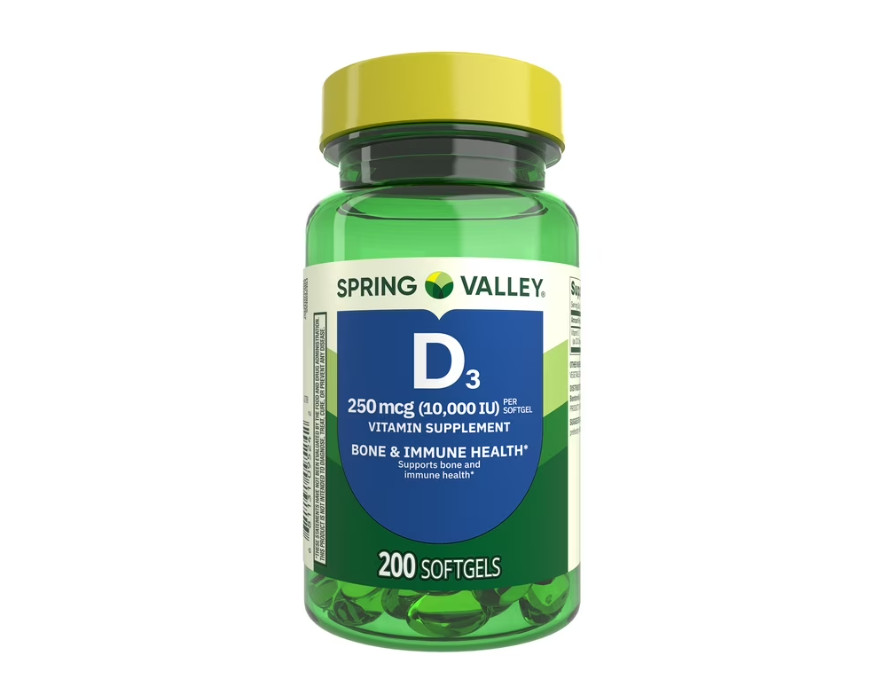 Spring Valley Extra Strength Vitamin D3 250 mcg 10000 IU Softgels 200 Ct, 3PK