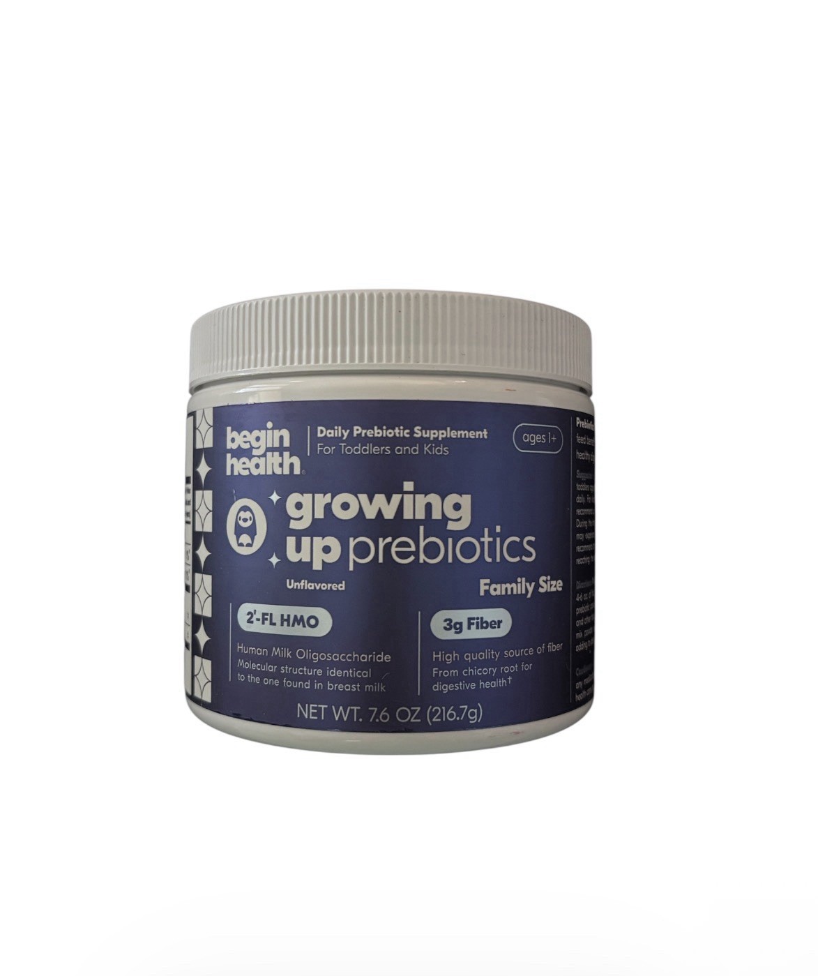 Begin Health Growing Up Prebiotics for Kids | Unflavored – 56 Servings EXP 06/27