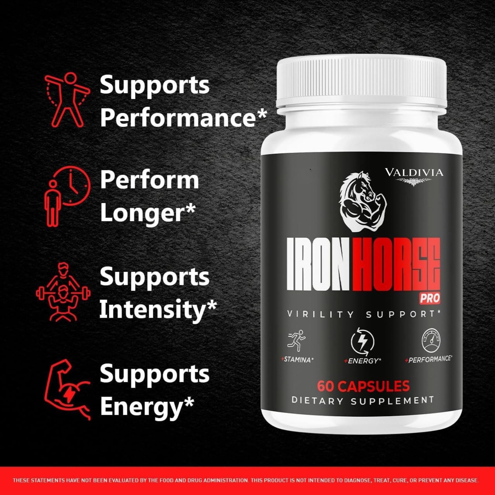 Iron Horse Iron Supplement Capsules Energy Blood Support Anemia 2 Pack 120Ct