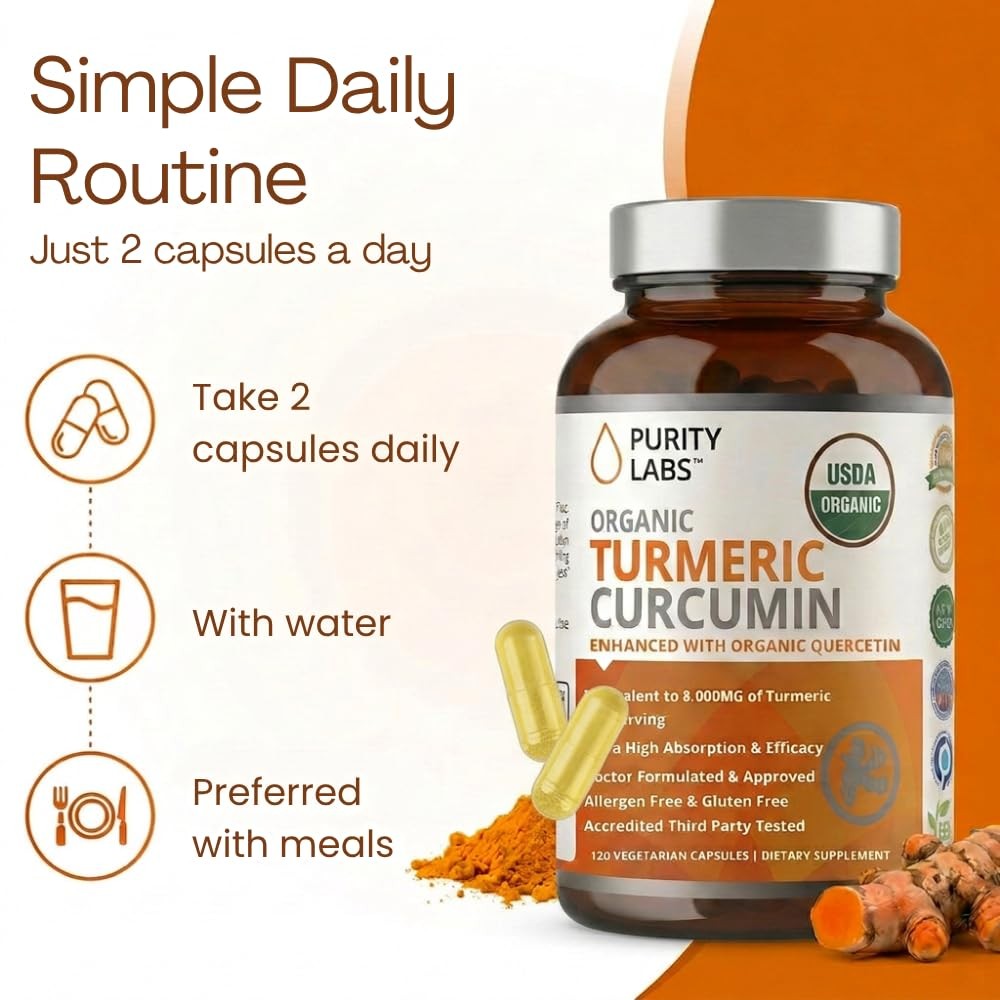 Organic Turmeric Curcumin Capsules with Black Pepper & 120 count (Pack of 1)