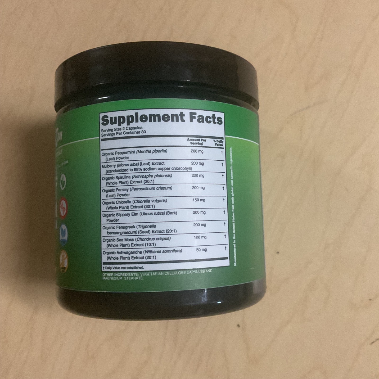 Clean Nutra Chlorophyll Capsules + Peppermint Slippery Elm Spirulina exp. 3/2028