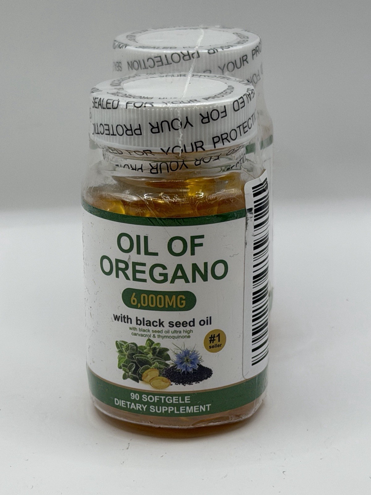 Teressa Oil of Oregano 6000mg with Black Seed Oil 90 Softgels pack of two C￼