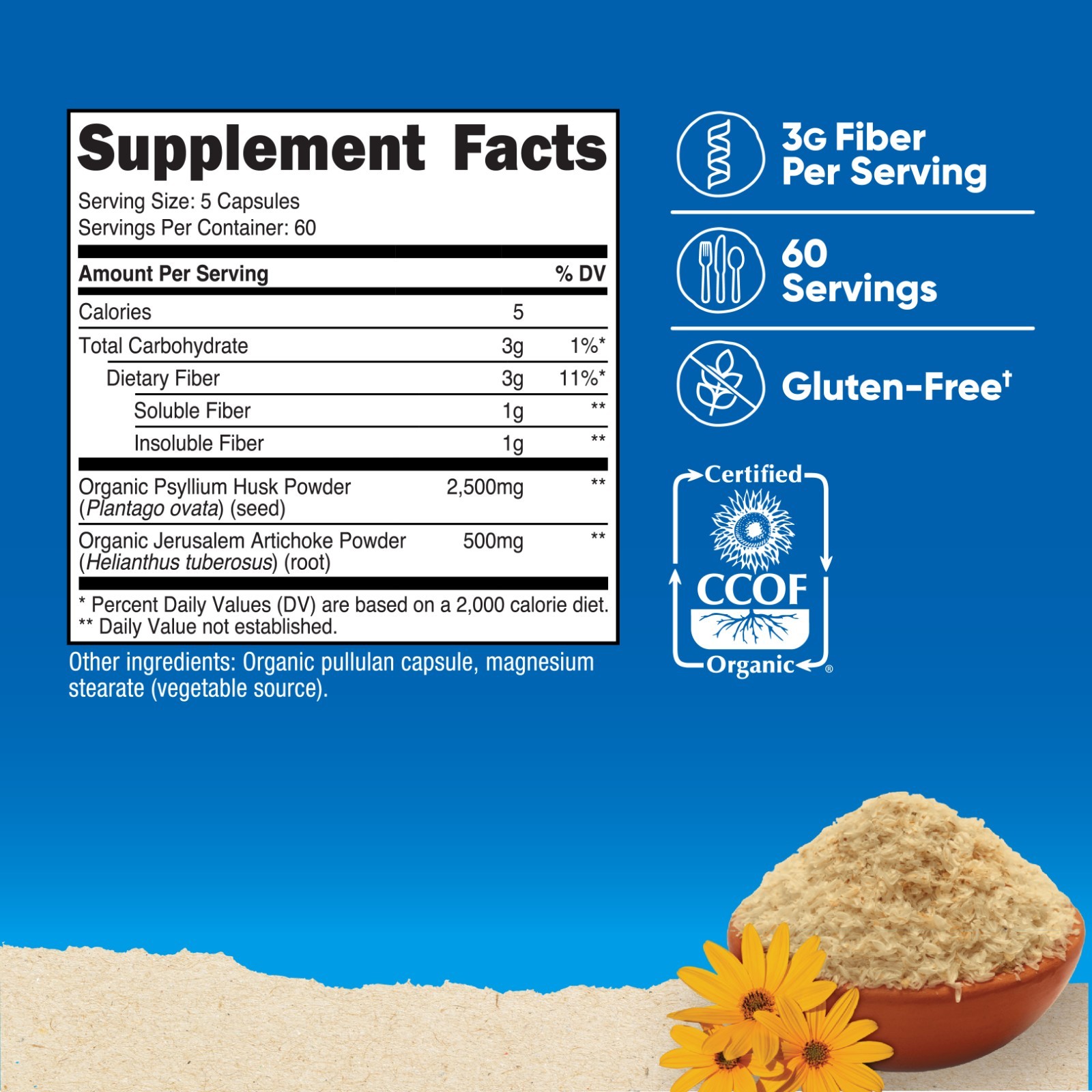 Nutricost Fiber Capsules with Prebiotic Fiber Supplement, 300 Capsules