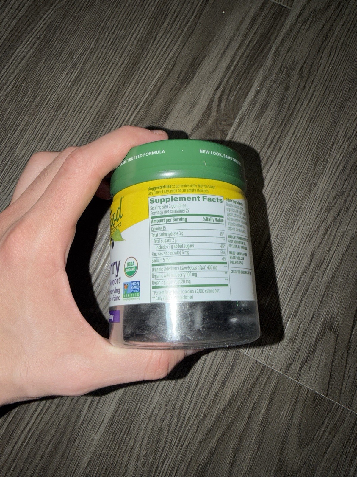 MegaFood Elderberry Immune Support Gummies 400mg Berry 54 Ct USDA Organic
