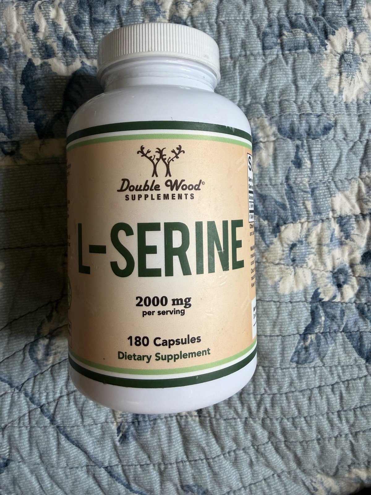 Double Wood Supplements L-Serine 2000mg 180 Capsules Gluten-Free Non-GMO