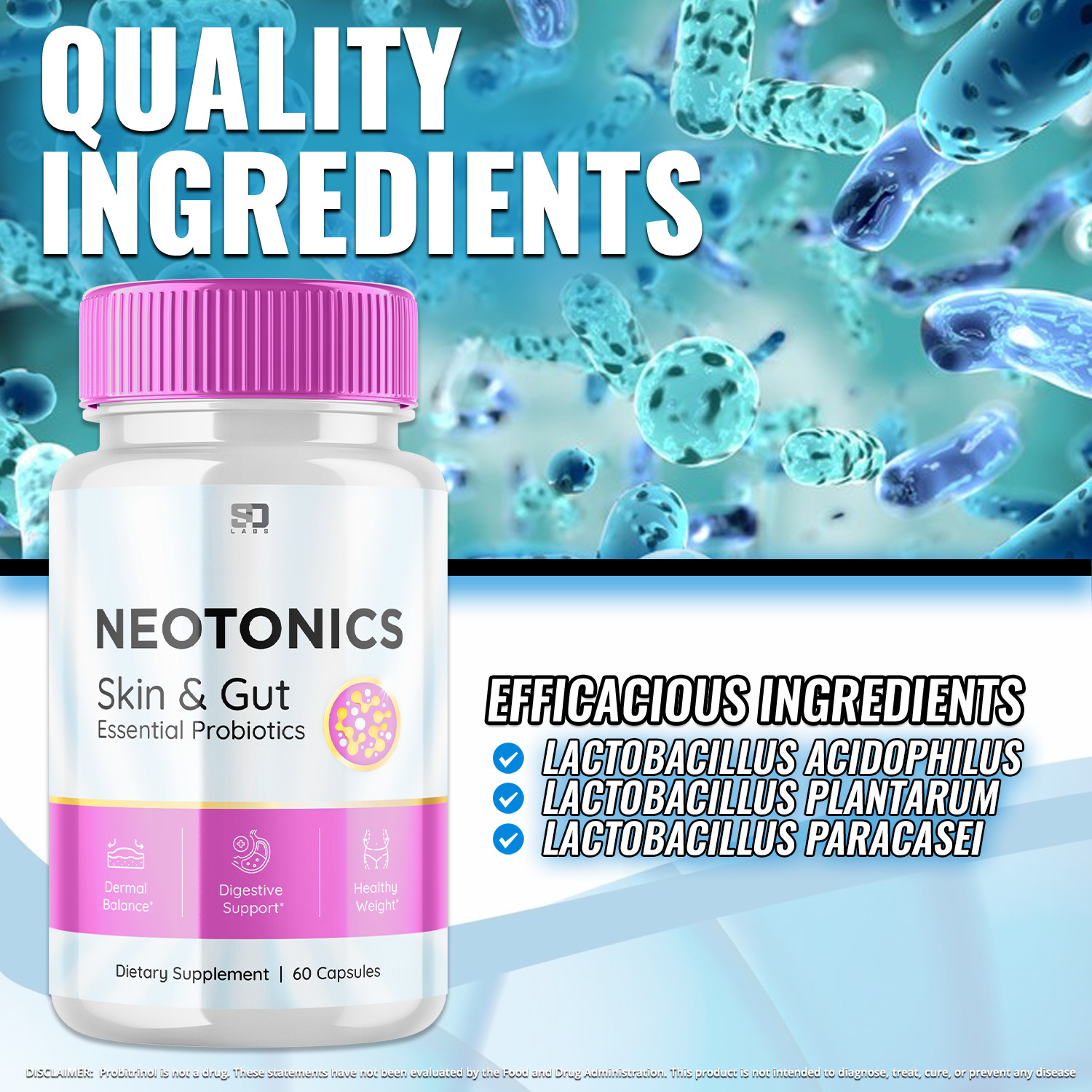 (2 Pack) Neotonics, Neotonics Skin & Gut, Neotonics Probiotics (120 Capsules)