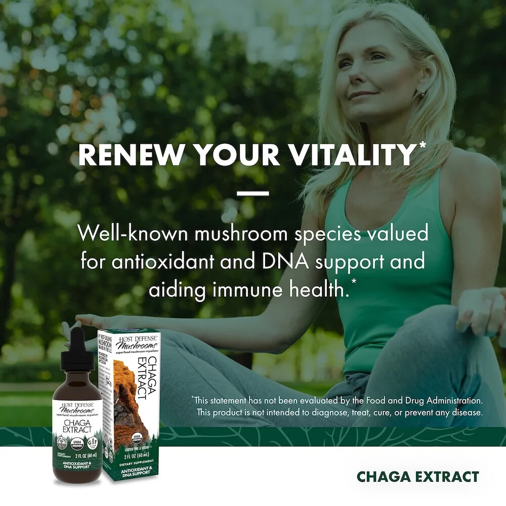 Host Defense Chaga Extract 2 Oz Organic Antioxidant Support Fungi Perfecti