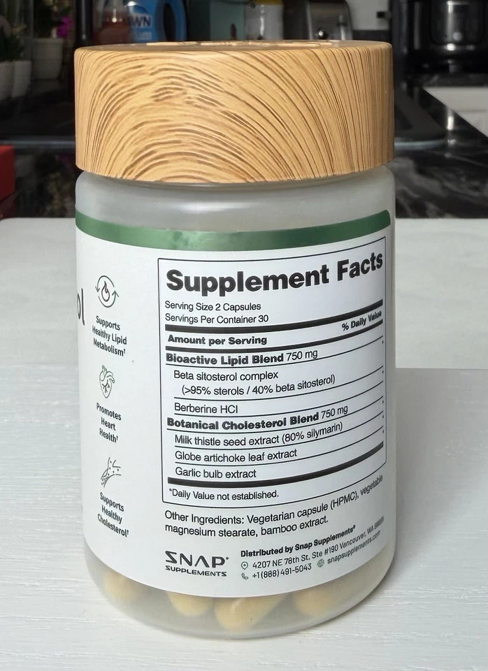 Cholesterol Health Snap Supplements Lipid Metabolism, Digestive Function, 60 Cap