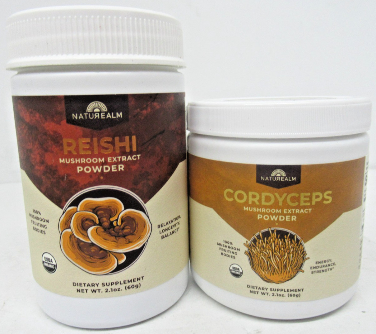 Naturealm Reishi & Cordyceps Mushroom Extract Powder, Dietary Supplement, 2.1oz