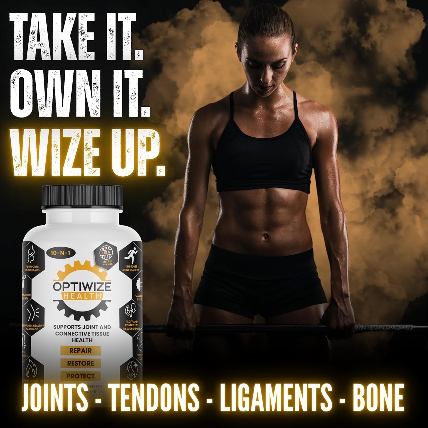 OptiWize 10-N-1 Joint Support 320 Count (Pack of 1), White, Yellow, & Black