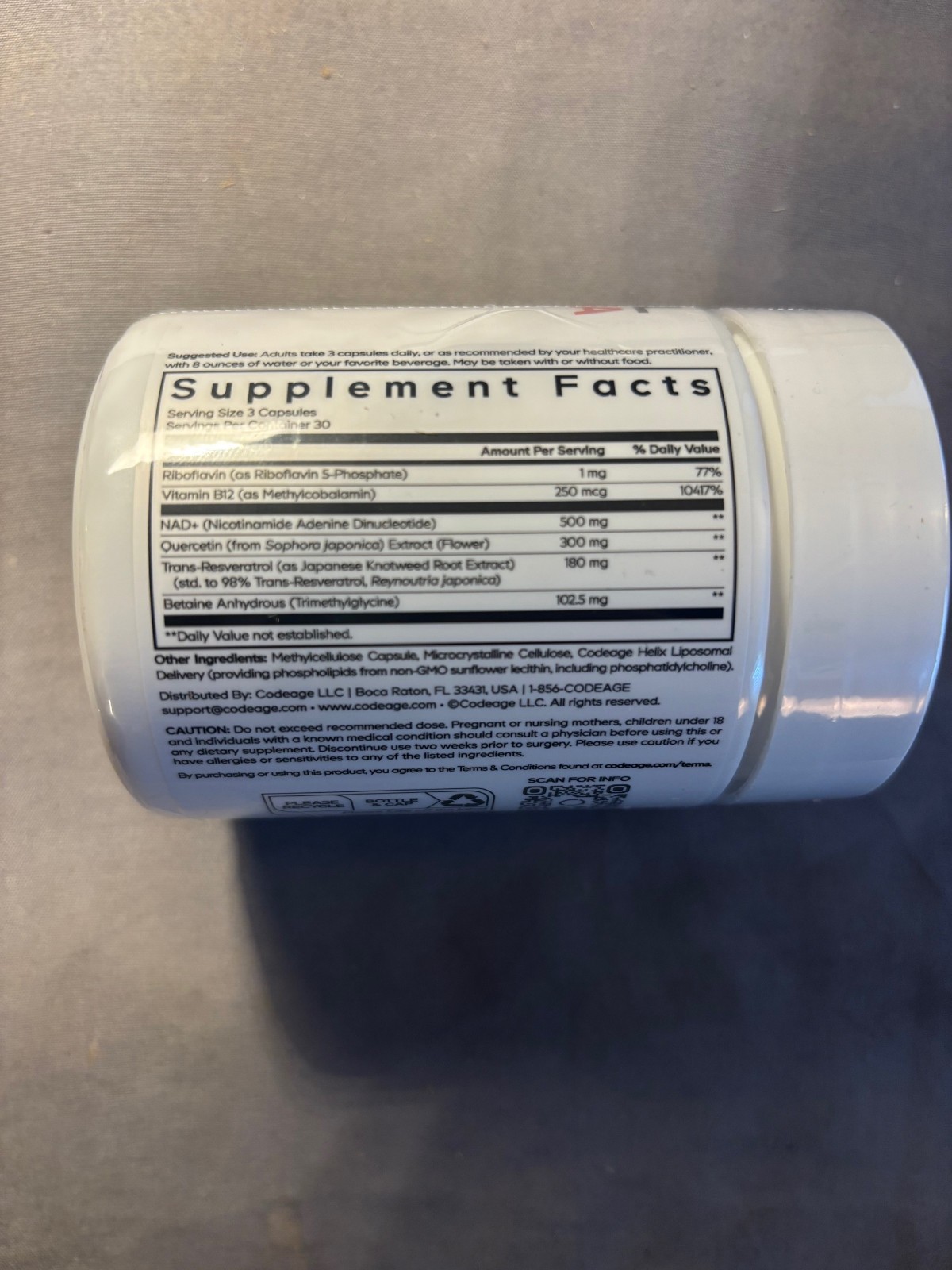 Codeage Liposomal NAD+ Ultra,SPORT Resveratrol, Quercetin,Methylation 90 ct