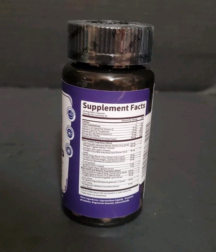 Lukaree Men’s Prostate Health Supplement Urinary Bladder Mood Energy Vegan 60ct